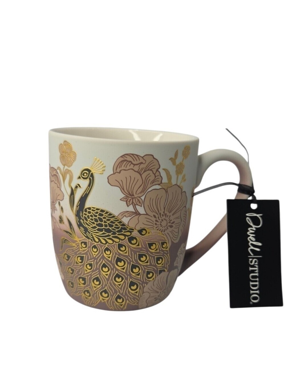 🤎▪️Dwell Studios ▪️Gold Peacock Accent Mug - Beige/Brown